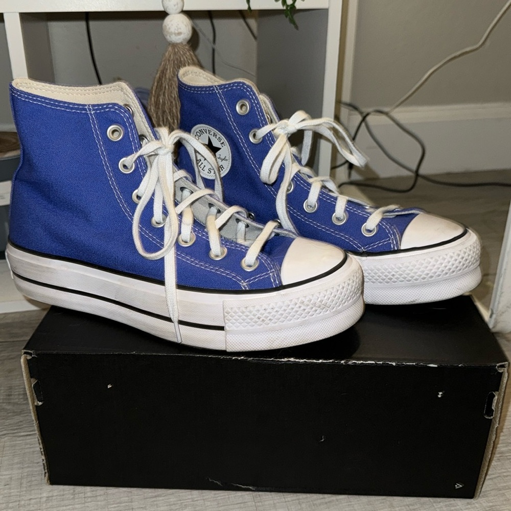 blue platform high top converses